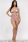 Swirl Print Halter Bikini Set-Regular Size