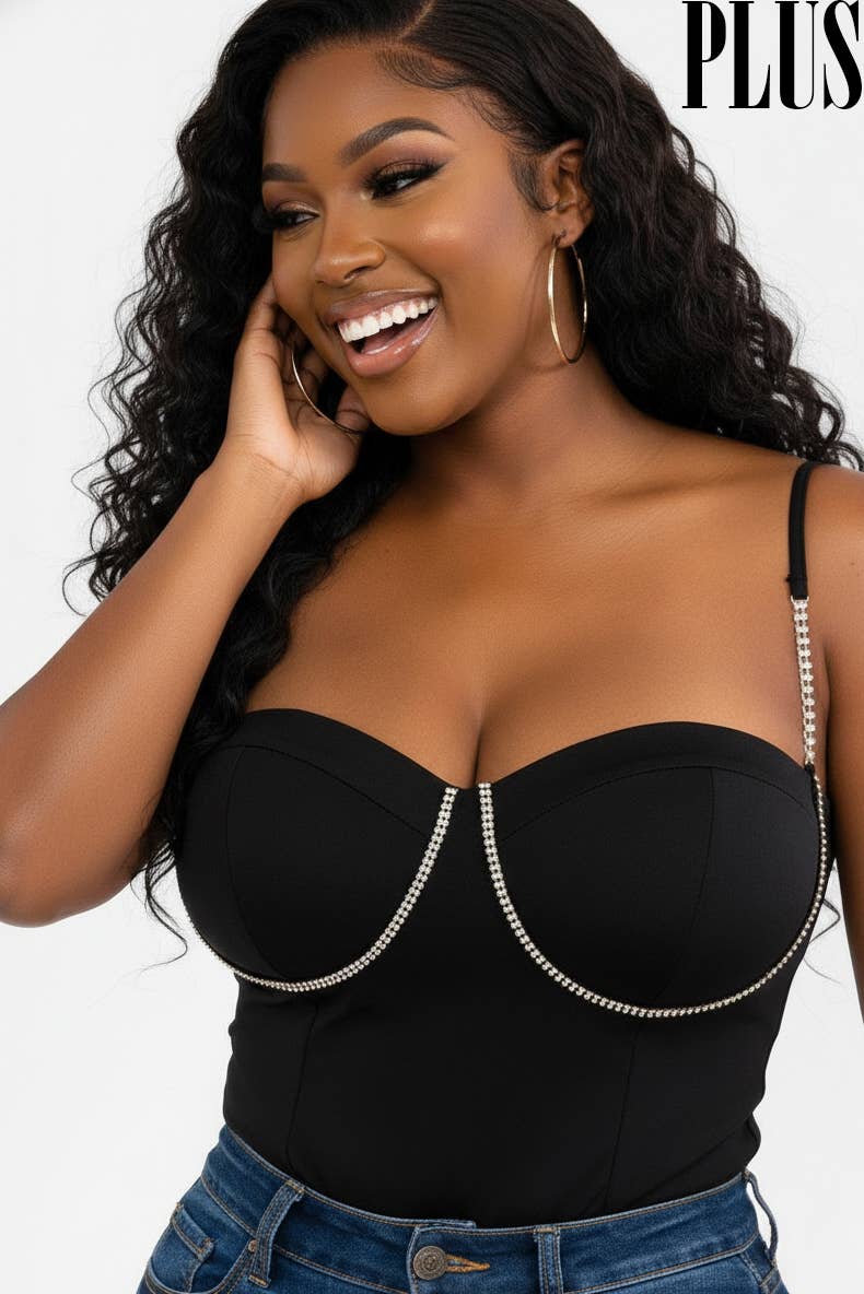 PLUS RHINESTONES DETAILED BODYSUIT