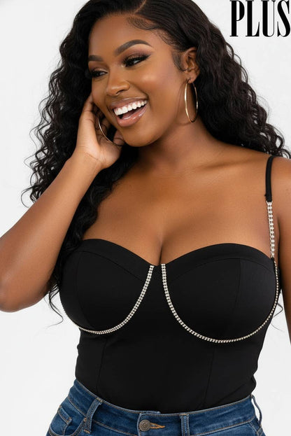 PLUS RHINESTONES DETAILED BODYSUIT