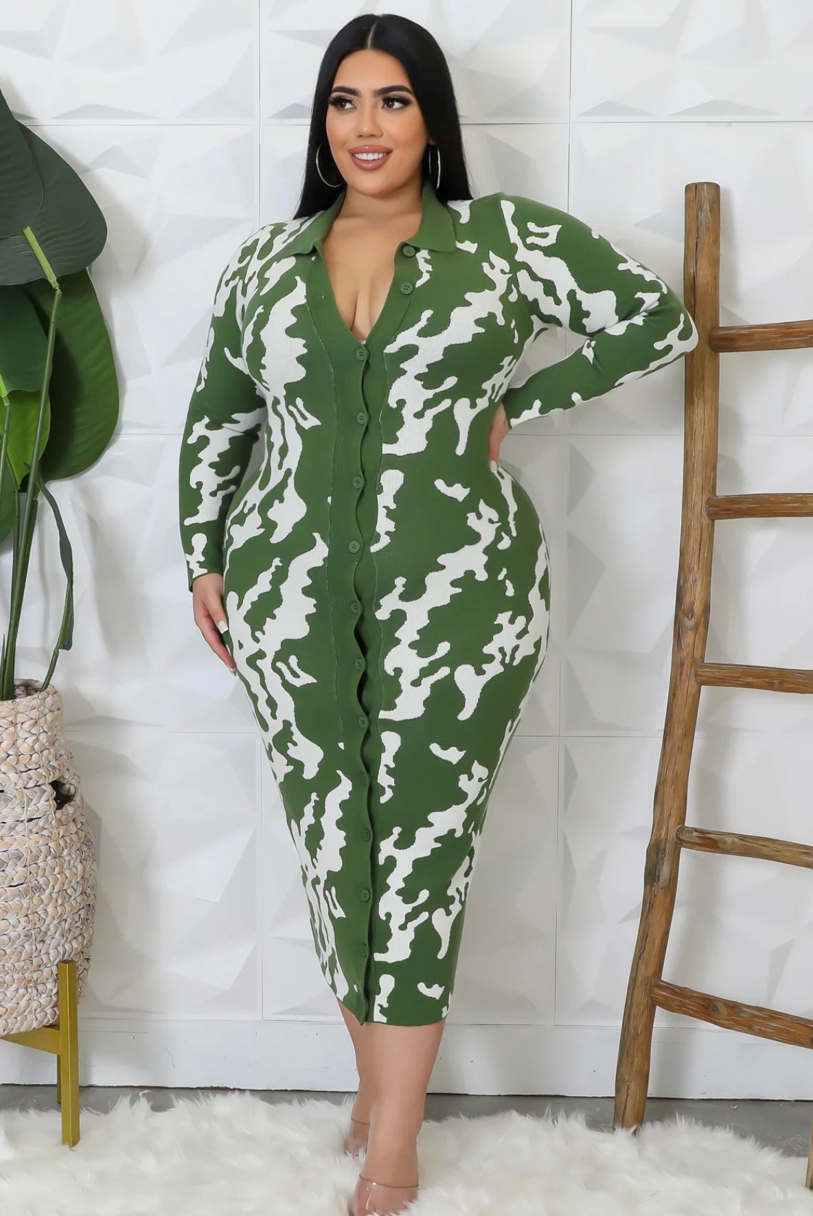 Abstract Waves Midi Dress