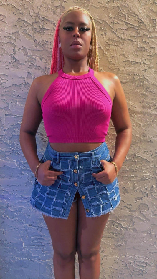 Denim skort