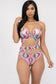 Swirl Print Halter Bikini Set-Regular Size
