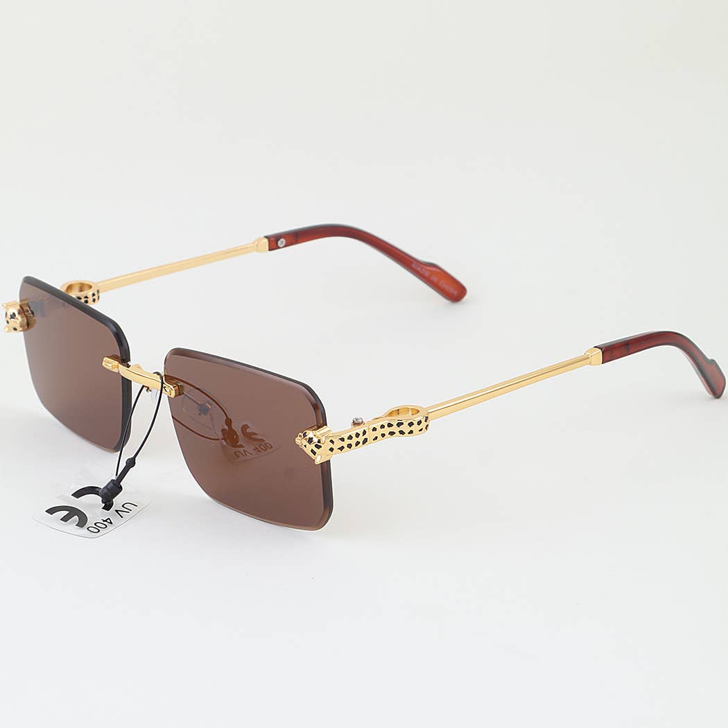 Modern Cheetah Rimless Sunglasses