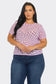 Plus Size Mesh See Through Checker Print Top