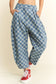 PLEATED CHECKERED HIGH WAIST BARREL PANTS