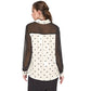 Pleione Polkadot Mesh Button Up Shirt Blouse In Black Ivory