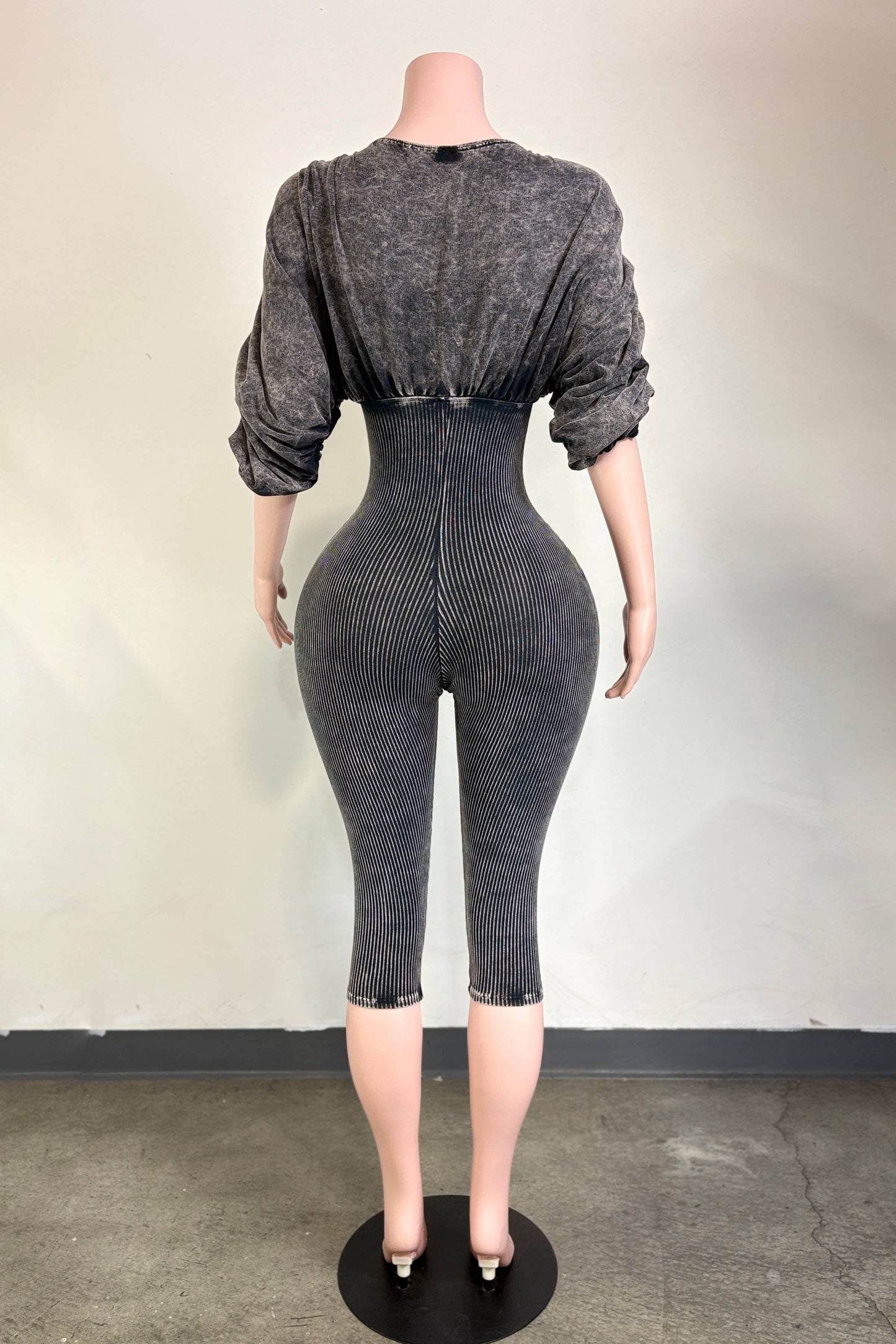 MINERAL WASH ULTRA RUCHED CAPRI ROMPER