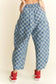 PLEATED CHECKERED HIGH WAIST BARREL PANTS