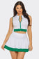 Front Zipper Crop Top And Pleated Mini Skirt Set