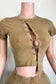 MINERAL WASH SAFETY PIN ASYM CUT TOP & PANT SET