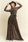 PLUS SIZE LONG SLEEVE MOCK NECK ANIMAL PRINT MESH MAXI DRESS