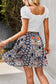 High Waist Drawstring Print Short Skirt