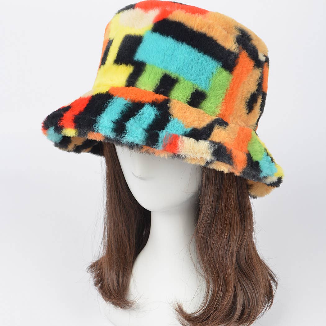 Multi Color Fur Bucket Hat