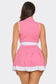 Front Zipper Crop Top And Pleated Mini Skirt Set