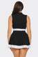 Front Zipper Crop Top And Pleated Mini Skirt Set