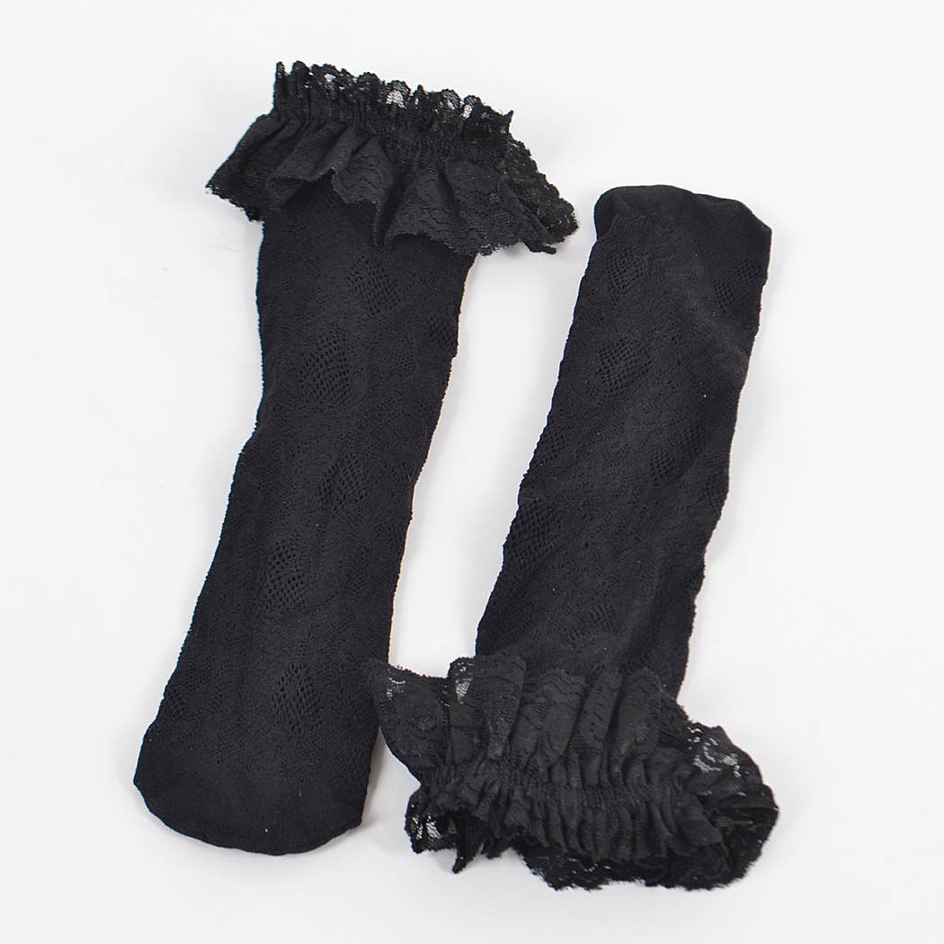 Laced Floral Mesh Socks