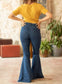 No button Waist band bell bottoms jeans