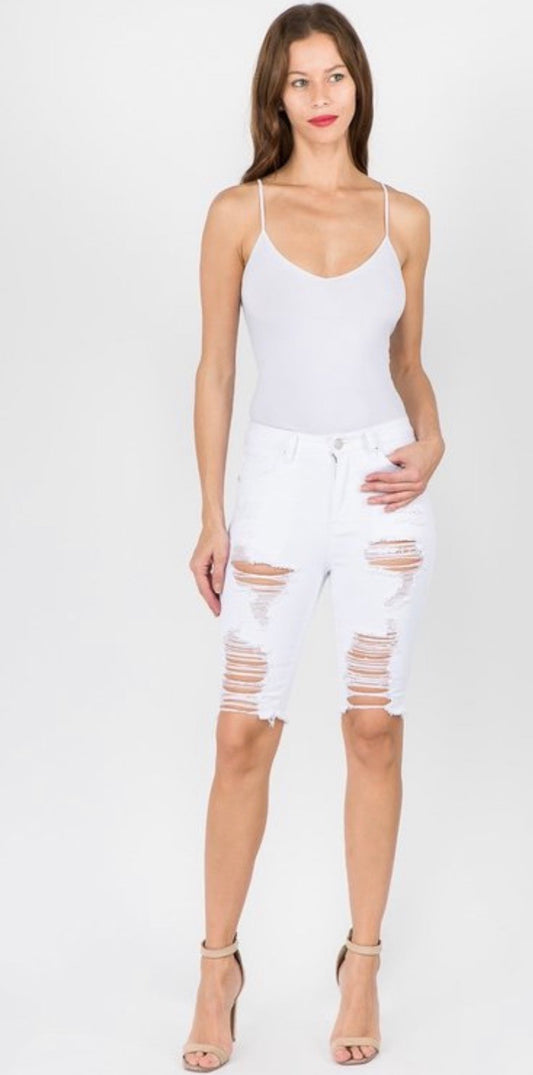 Distressed denim Bermuda Shorts jeans
