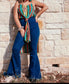 No button Waist band bell bottoms jeans