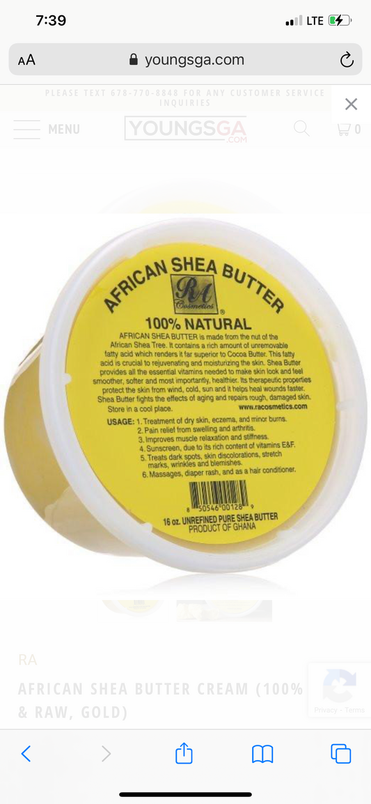 AFRICAN SHEA BUTTER CREAM (100% PURE & RAW, GOLD)